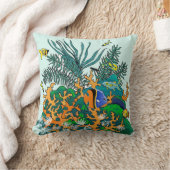 コーラルリーフトロピカルアクアリウムカラーイラストレーション クッション (ブランケット)