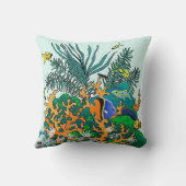 コーラルリーフトロピカルアクアリウムカラーイラストレーション クッション (裏面)