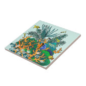 コーラルリーフトロピカルフィッシュアクアリウムイラストレーション タイル (側面)