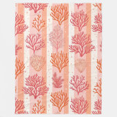 コーラルリーフドリームオレンジ&ピンクパターンフリース フリースブランケット (正面)