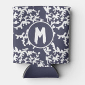 コーラルリーフネイビーブルーブルーと白パーソナライズされた色 缶クーラー (正面)