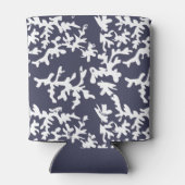 コーラルリーフネイビーブルーブルーと白パーソナライズされた色 缶クーラー (裏面)