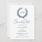 コーラルリーフネイビーブルー航海のビーチ結婚式 セーブザデート (正面)