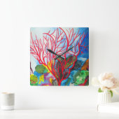 コーラルリーフバ素晴らしリアリーフ海アート スクエア壁時計 (ホーム)