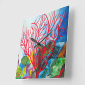 コーラルリーフバ素晴らしリアリーフ海アート スクエア壁時計 (傾斜)