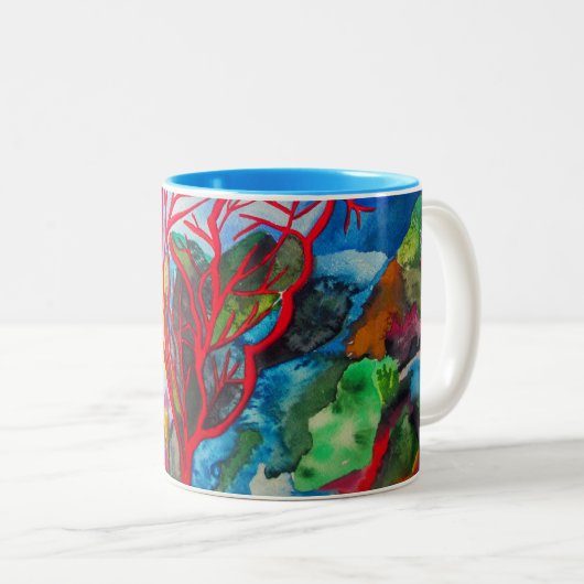 コーラルリーフバ素晴らしリアリーフ海アート ツートーンマグカップ (正面右)