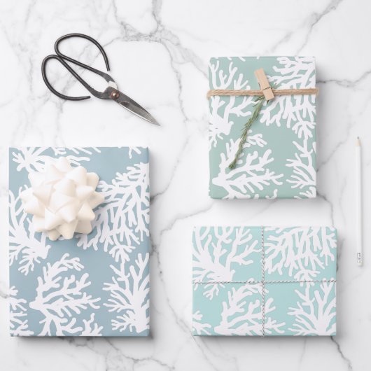 コーラルリーフビーチサマー結婚ズ ラッピングペーパーシート (正面)