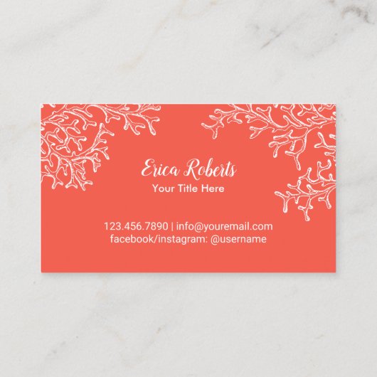 コーラルリーフビーチテーマスパサロンメイクアップアーティスト 名刺 (裏面)