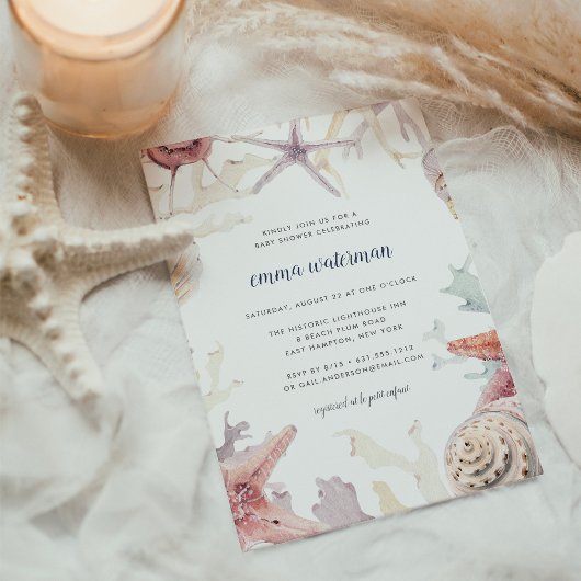 コーラルリーフベビーシャワー招待状 招待状