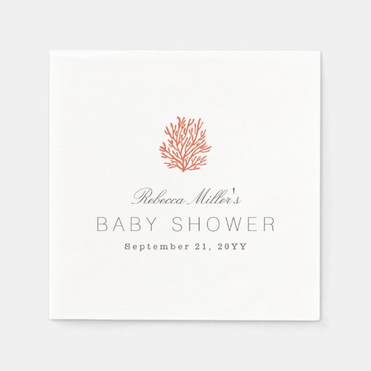 コーラルリーフベビーシャワー スタンダードカクテルナプキン (正面)