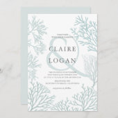 コーラルリーフライトターコイズブルービーチ結婚式 招待状 (正面/裏面)