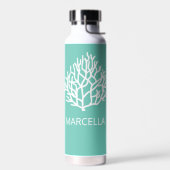 コーラルリーフ名前をカスタムするサマービーチ ウォーターボトル (左面)