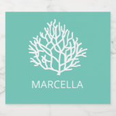 コーラルリーフ名前をカスタムするサマービーチ スパークリングワインラベル (シングルラベル)