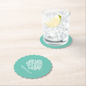 コーラルリーフ名前をカスタムするサマービーチ ペーパーコースター (インサイチュ)