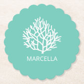 コーラルリーフ名前をカスタムするサマービーチ ペーパーコースター (正面)