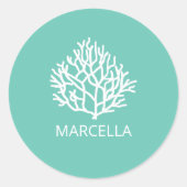 コーラルリーフ名前をカスタムするサマービーチ ラウンドシール (正面)