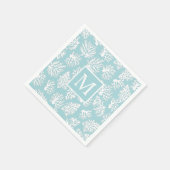 コーラルリーフ夏の沿岸ビーチモノグラム屋外 スタンダードカクテルナプキン (角)