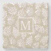 コーラルリーフ夏の沿岸ビーチモノグラム屋外 ストーンコースター (正面)