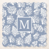 コーラルリーフ夏の沿岸ビーチモノグラム屋外 ペーパーコースター (正面)