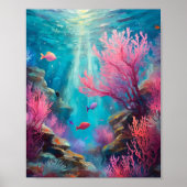 コーラルリーフ抽象芸術海アモダンート ポスター (正面)