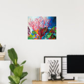 コーラルリーフ素晴らしバリアリーフ水のカラーアート ポスター (ホームオフィス)