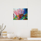 コーラルリーフ素晴らしバリアリーフ水のカラーアート ポスター (キッチン)