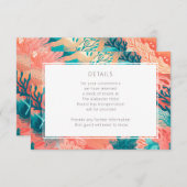 コーラルリーフ鮮やか赤面ピンクとティール（緑がかった色）詳細 エンクロージャーカード (正面/裏面)