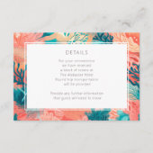 コーラルリーフ鮮やか赤面ピンクとティール（緑がかった色）詳細 エンクロージャーカード (正面)