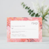 コーラルリーフ鮮やか赤面ピンクRSVP 出欠カード (スタンド正面)