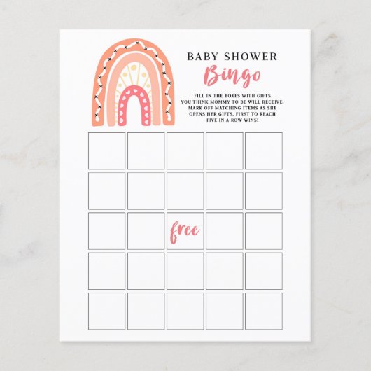 コーラルレインボーベビーシャワービンゴゲーム (正面)