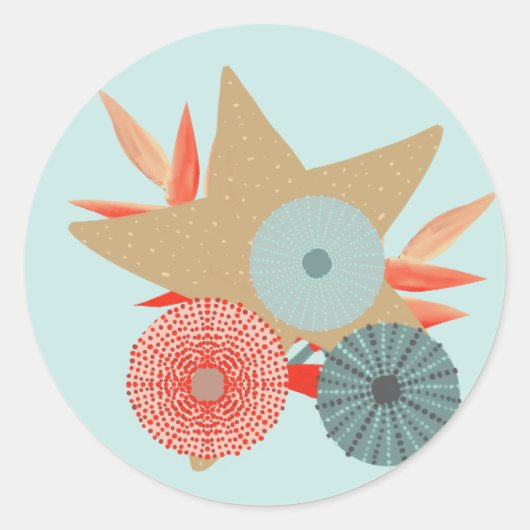 コーラルレッドとミントスターフィッシュとウルチン ラウンドシール (正面)