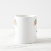 コーラルレッドのバラと葉の結婚式 コーヒーマグカップ (中央)