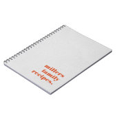 コーラルレッドのホワイトレザーテクスチャファミリーレシピ ノートブック (左側)