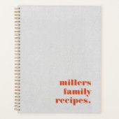 コーラルレッドのホワイトレザーテクスチャファミリーレシピ プランナー手帳 (正面)