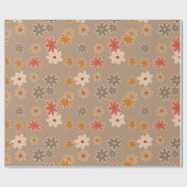 コーラルレッドアートオレンジチューペブラウン花柄 ラッピングペーパー (フラット)