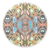 コーラルレッドイエローブルーお尻ア華美ートモチーフ セラミックノブ (正面)