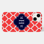 コーラルレッドウィットモロッコ#5ネイビー3イニシャルモノグラム Case-Mate iPhoneケース (裏面 (横))