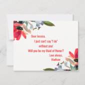 コーラルレッドウォーターカラーウィズイヴメイド・オブ・オーナー（花嫁付き添い人） 招待状 (裏面)