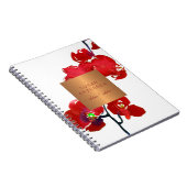 コーラルレッドエレガントラン銅金属ラベル ノートブック (右側)