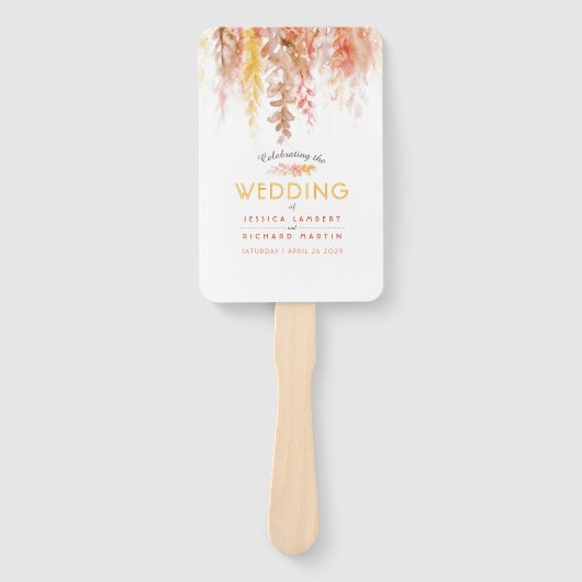 コーラルレッドオレンジブラウン秋秋の結婚式計画 ハンドファン (正面)