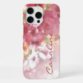 コーラルレッドオレンジブラッシュピンクの水彩花 iPhoneケース (裏面)
