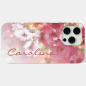 コーラルレッドオレンジ赤面ピンクウォーターカラーフラワー Case-Mate iPhoneケース (裏面 (横))