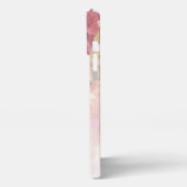 コーラルレッドオレンジ赤面ピンクウォーターカラーフラワー iPhoneケース (左側面)