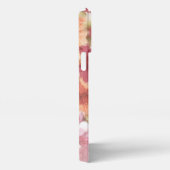 コーラルレッドオレンジ赤面ピンクウォーターカラーフラワー iPhoneケース (右側面)