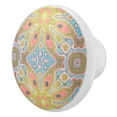 コーラルレッドオークレイエローブルーお尻華美アートモチーフ セラミックノブ (右)