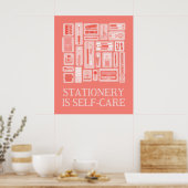 コーラルレッドクリエイティブツールイラストレーションセルフ気に ポスター (キッチン)