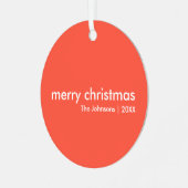 コーラルレッドクリスマス |プレインシンプルミニマリスト メタルオーナメント (正面左)