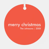 コーラルレッドクリスマス |プレインシンプルミニマリスト メタルオーナメント (裏面)