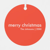 コーラルレッドクリスマス |プレインシンプルミニマリスト メタルオーナメント (正面)