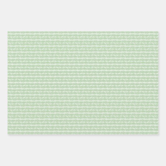 コーラルレッドサニーイエローグリーンハートアンドジグザグアート ラッピングペーパーシート (正面2)